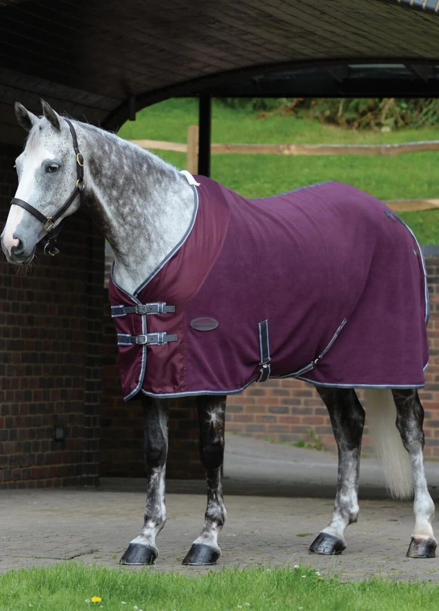 Weatherbeeta Fleece Cooler Standard Neck - Maroon/Grey/White 3 Weatherbeeta Fleece Cooler Standard Neck - Maroon/Grey/White