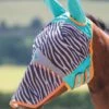Shires Zeb-Tek Fly Mask - Zebra -Equestrian Supply Store zebraflymaskteal3rdy