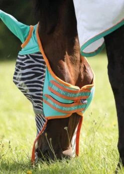 Shires Zeb-Tek Fly Mask - Zebra -Equestrian Supply Store zebramaskteal2rdy